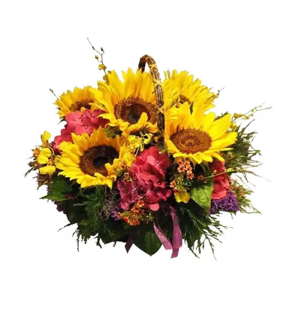Attractive Mixed Flowers Basket