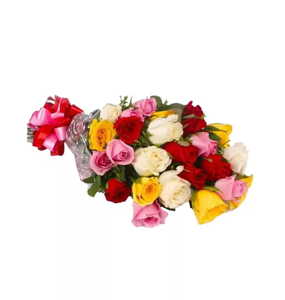 Blushing 12 Multicolor Rose Bouquet