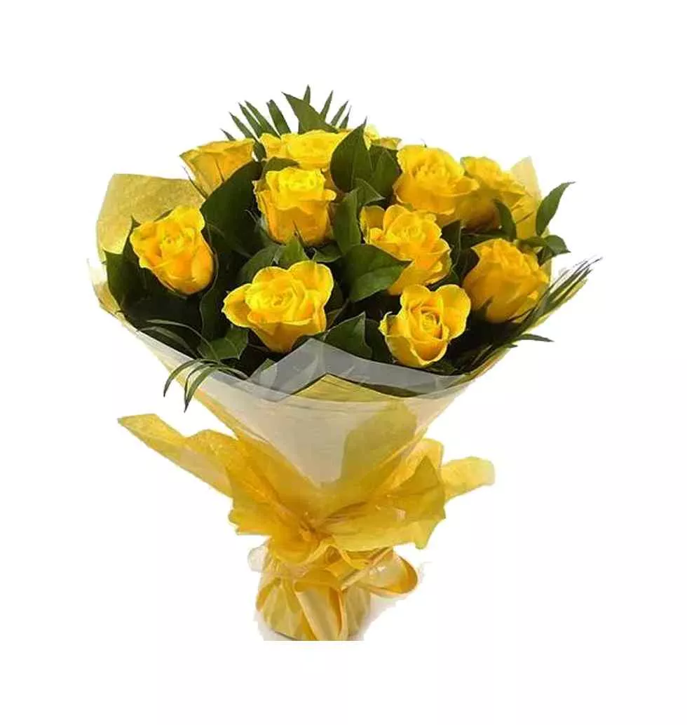Dazzling 12 Yellow Roses Bouquet