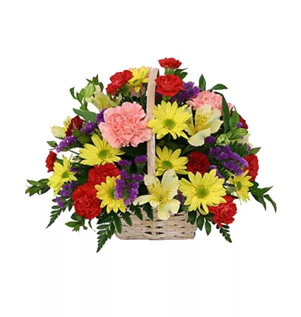 Exquisite Pink Seasonal Flower with Basket