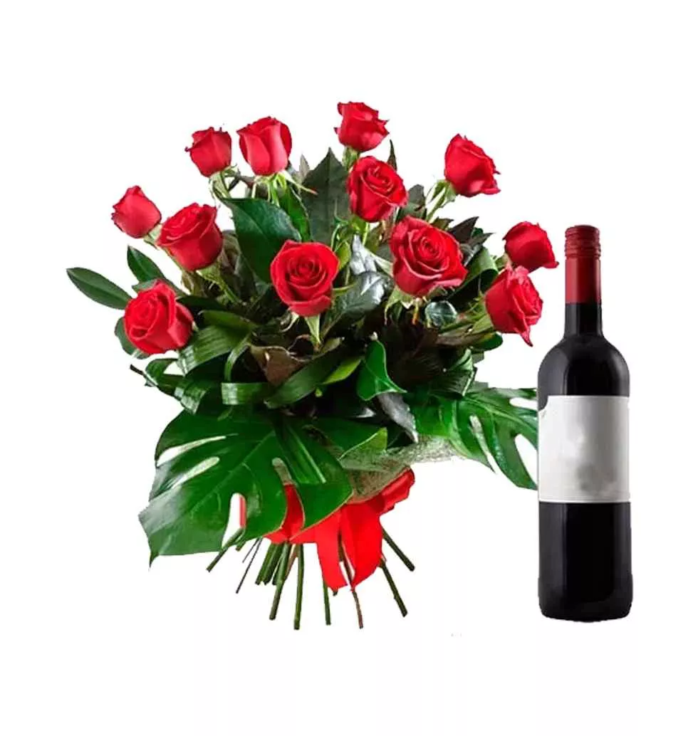 Pleasant Bouquet of 12 Red Rose and a Sweet Teddy