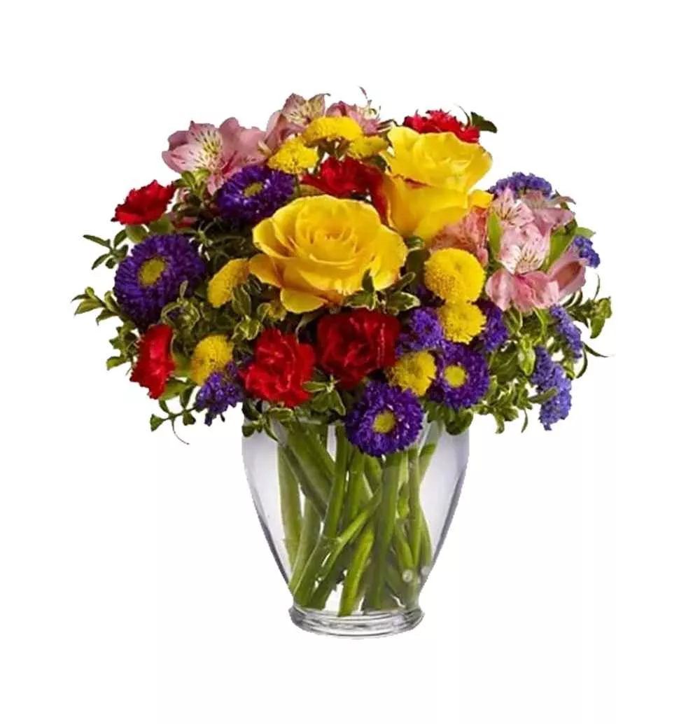 Mixed Flowers Vase Arrangement