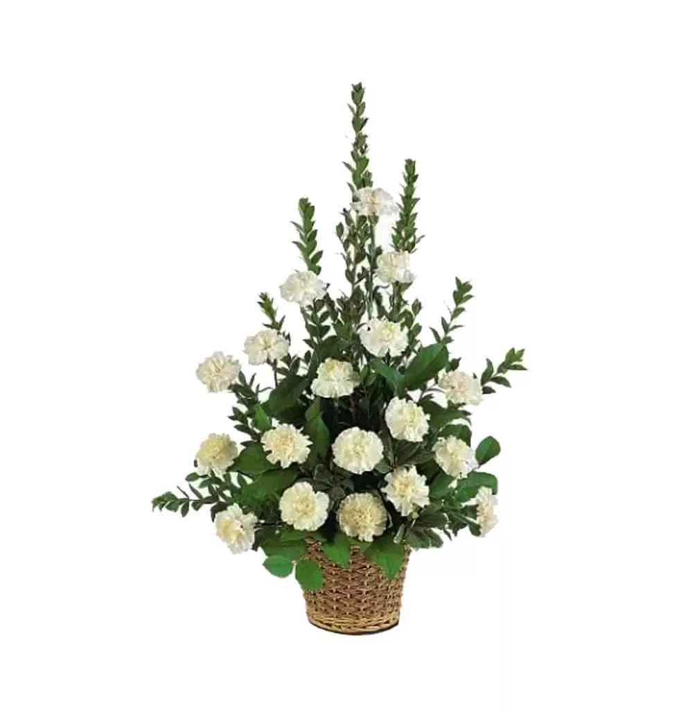 Serene White Carnations Arrangement