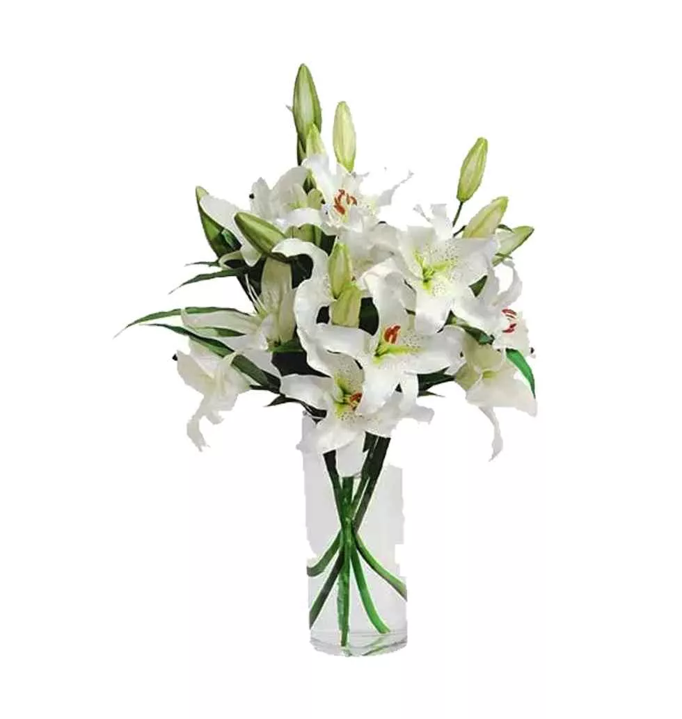 Ethereal White Lilies Display