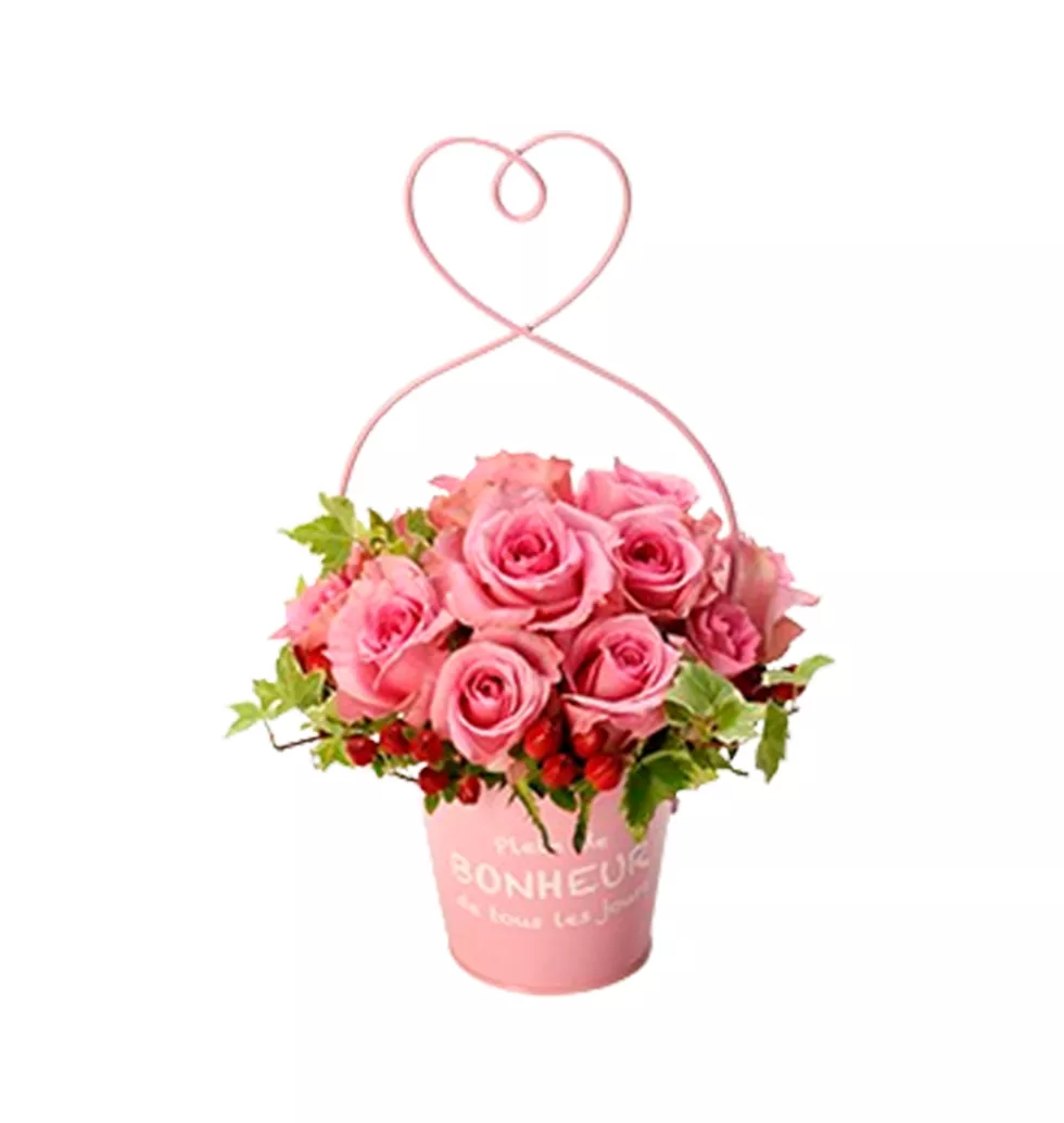 Petite Pink Rose Pot Delight