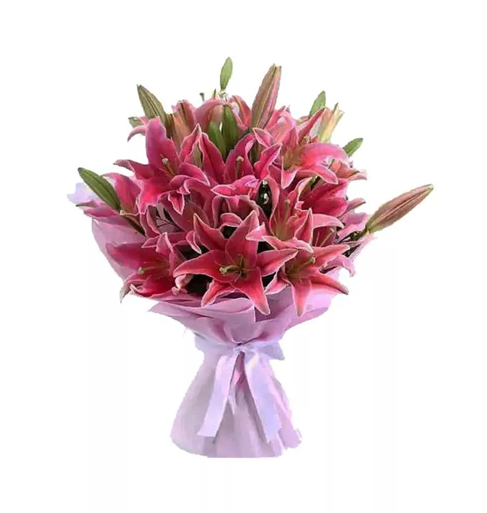 Cheerful Bunch of Oriental Lilies
