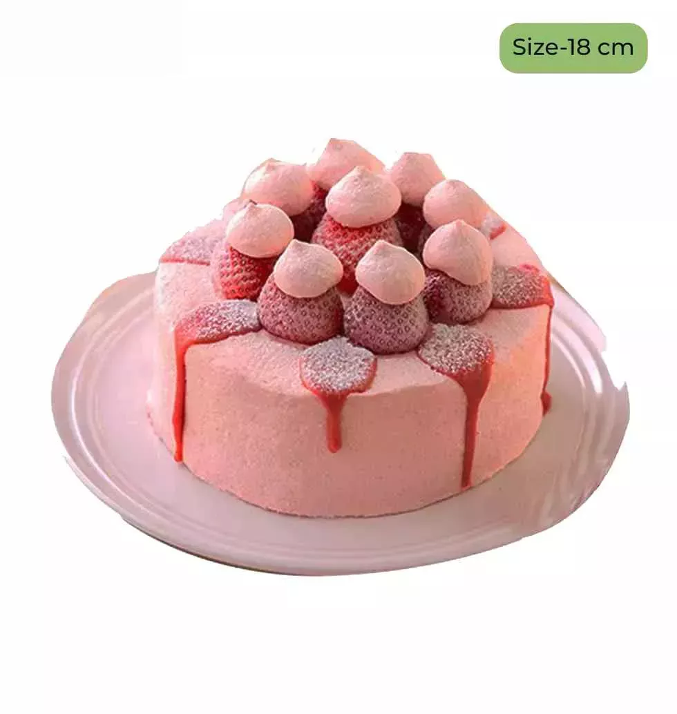Decorative Cake With Strawberry Sauce