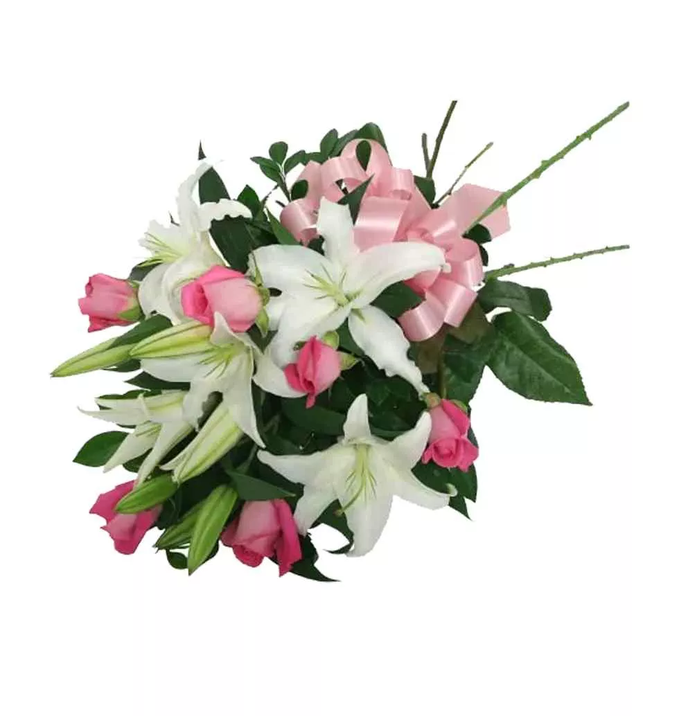 Elegant Rose and Lily Bouquet