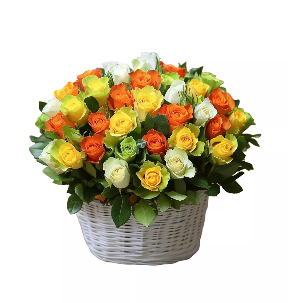 Lively Color Burst Rose Arrangement